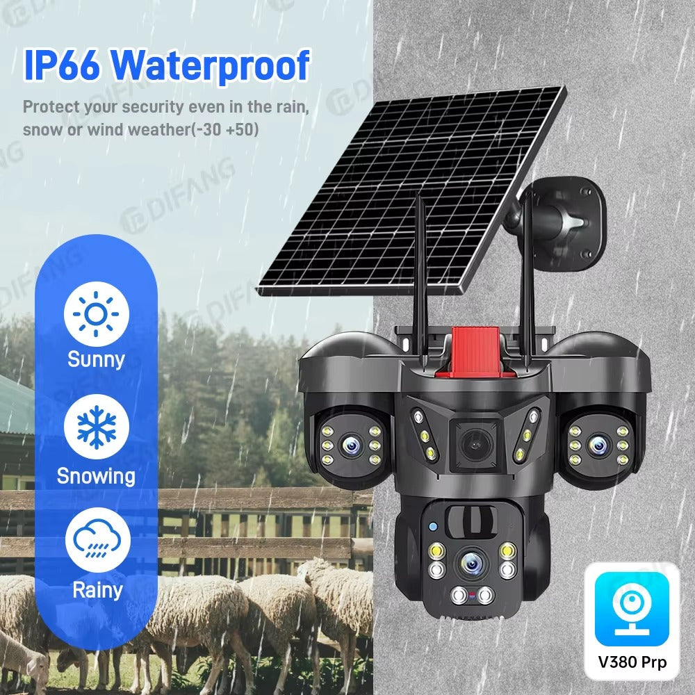 NUEVA CÁMARA TRIPLE LENTE DELUXE-Con panel solar e IA