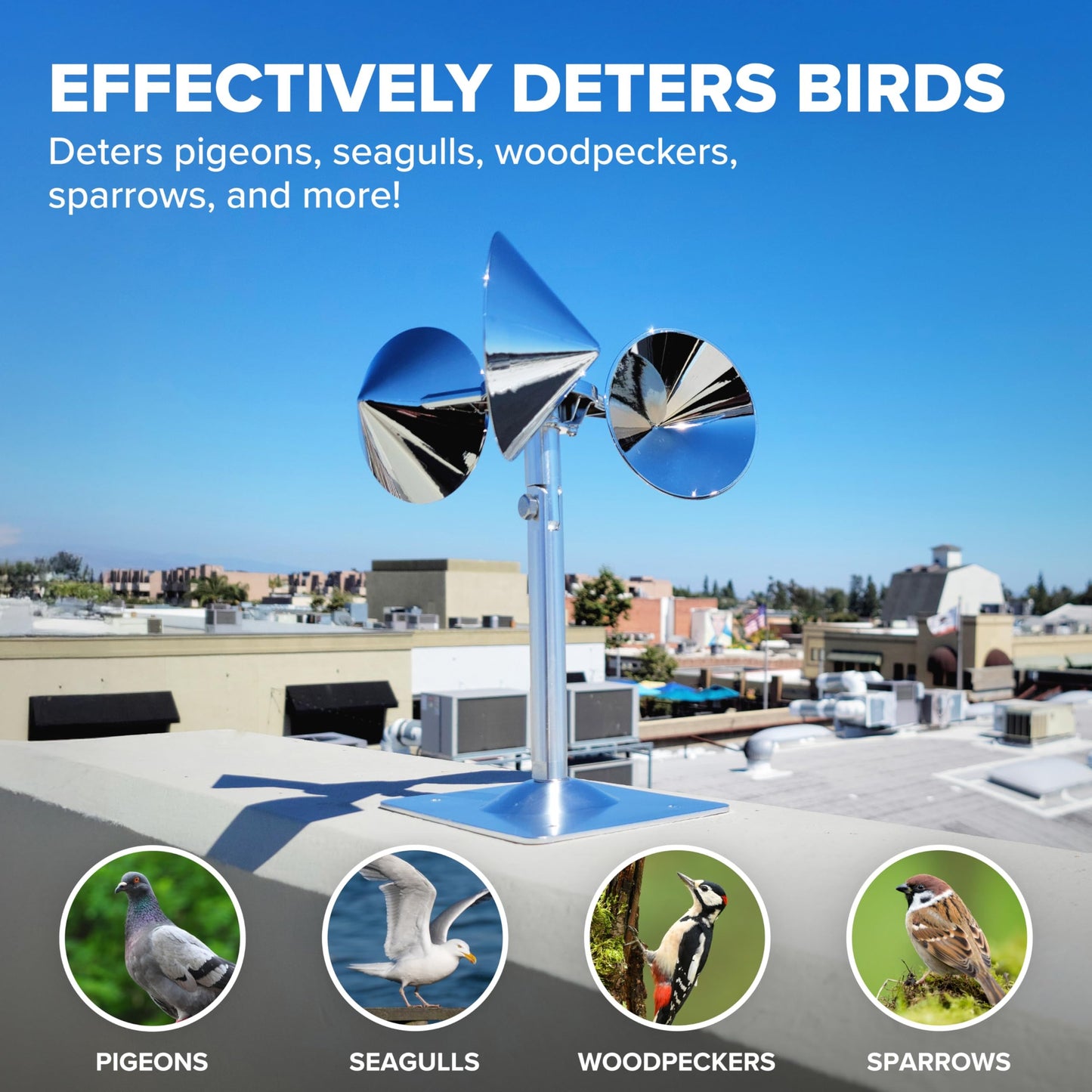 Nuevo Ahuyentador de Aves BirdShield Pro 360°