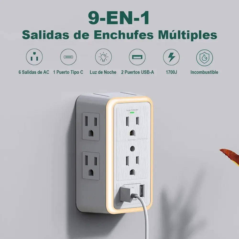 NUEVO TOMACORRIENTE SMART MULTISAFE PRO X9 - 9 en 1