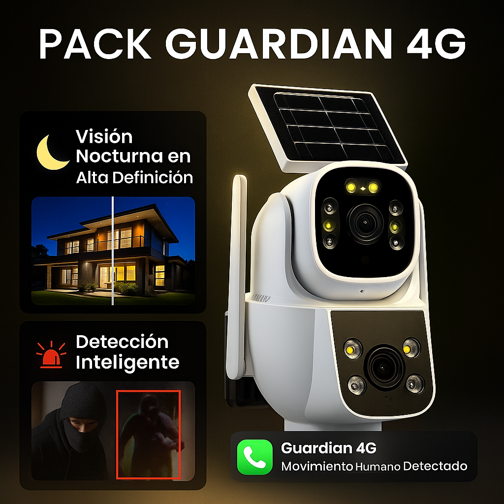 PACK GUARDIAN 4G + FOCO CÁMARA FHD