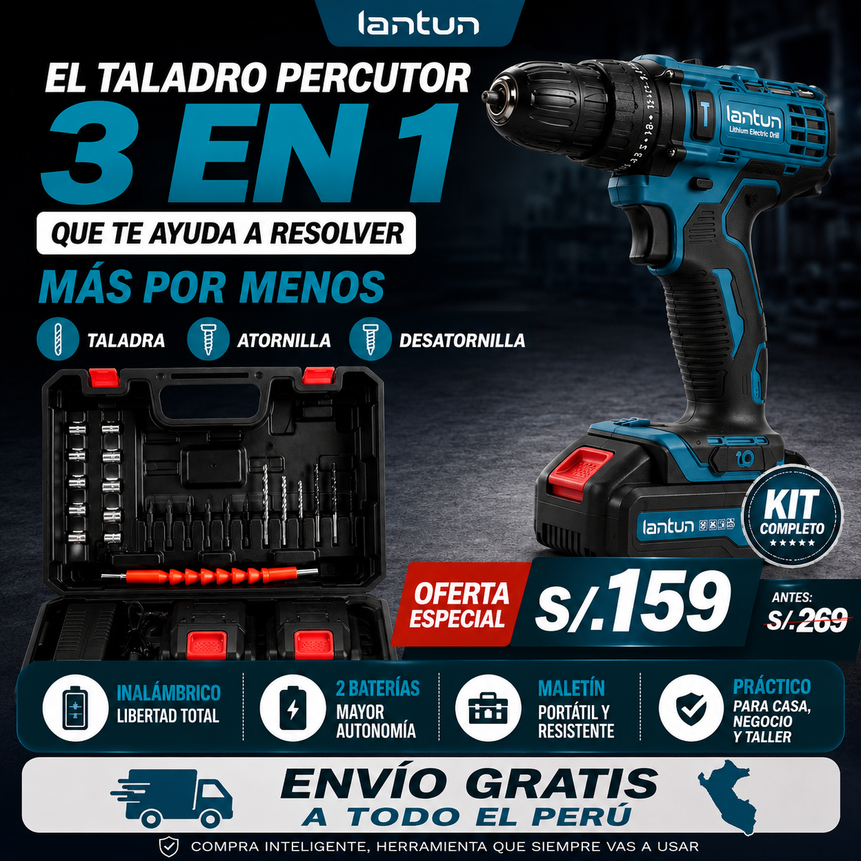 NUEVO TALADRO PERCUTOS 3 EN 1 DE 48V