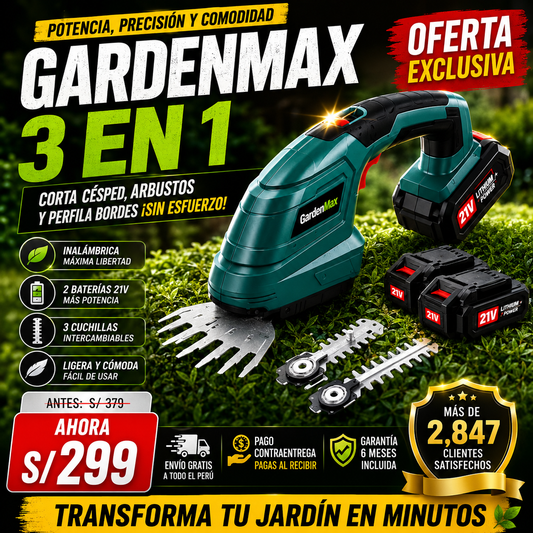 NUEVO CORTADOR DE CESPED GARDENMAX 3 EN 1