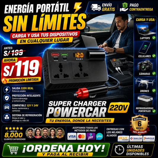 NUEVO SUPER CHARGER POWERCAR 220V
