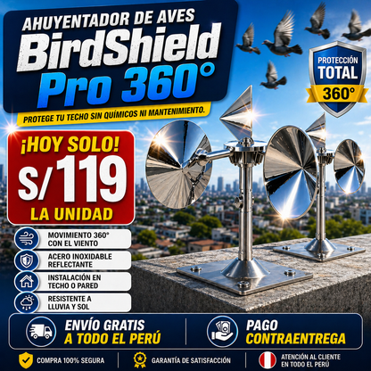 Nuevo Ahuyentador de Aves BirdShield Pro 360°