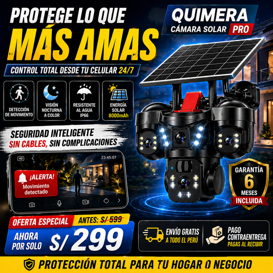 NUEVA CÁMARA TRIPLE LENTE DELUXE-Con panel solar e IA