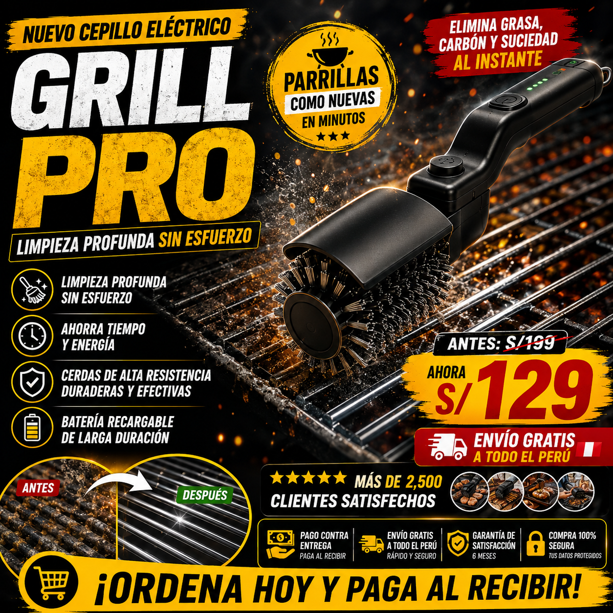NUEVO CEPILLO ELÉCTRICO GRILLPRO - LIMPIEZA ABSOLUTA