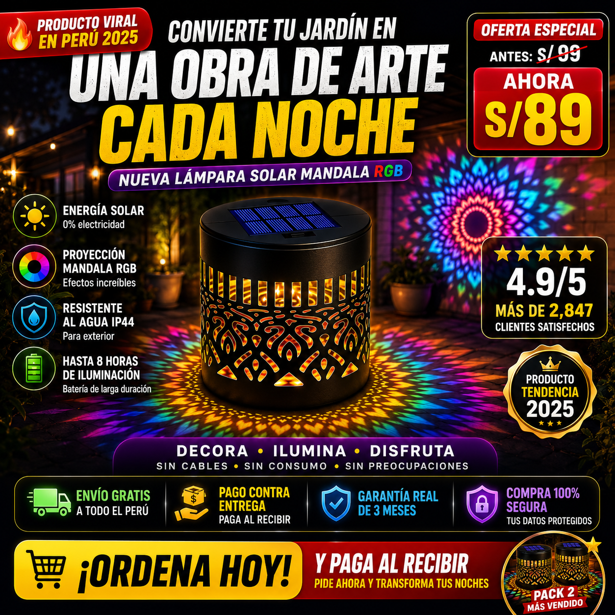 NUEVA LAMPARA SOLAR MANDALA 2026
