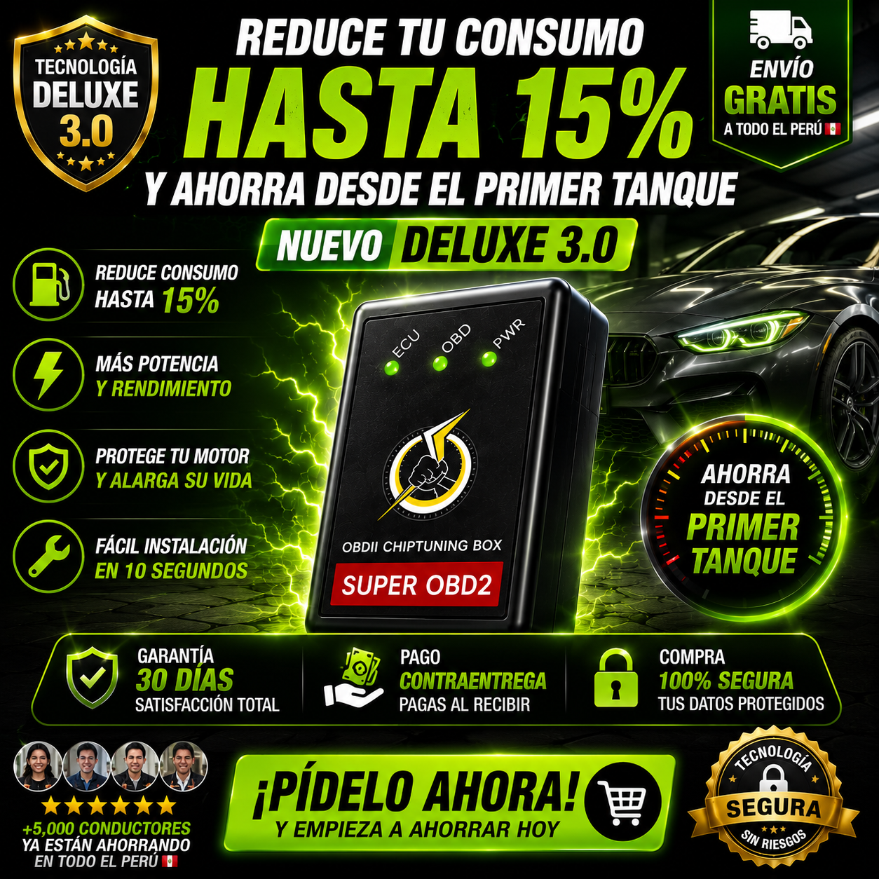 NUEVO AHORRADOR DE COMBUSTIBLE DELUXE - Ahorra desde el primer uso