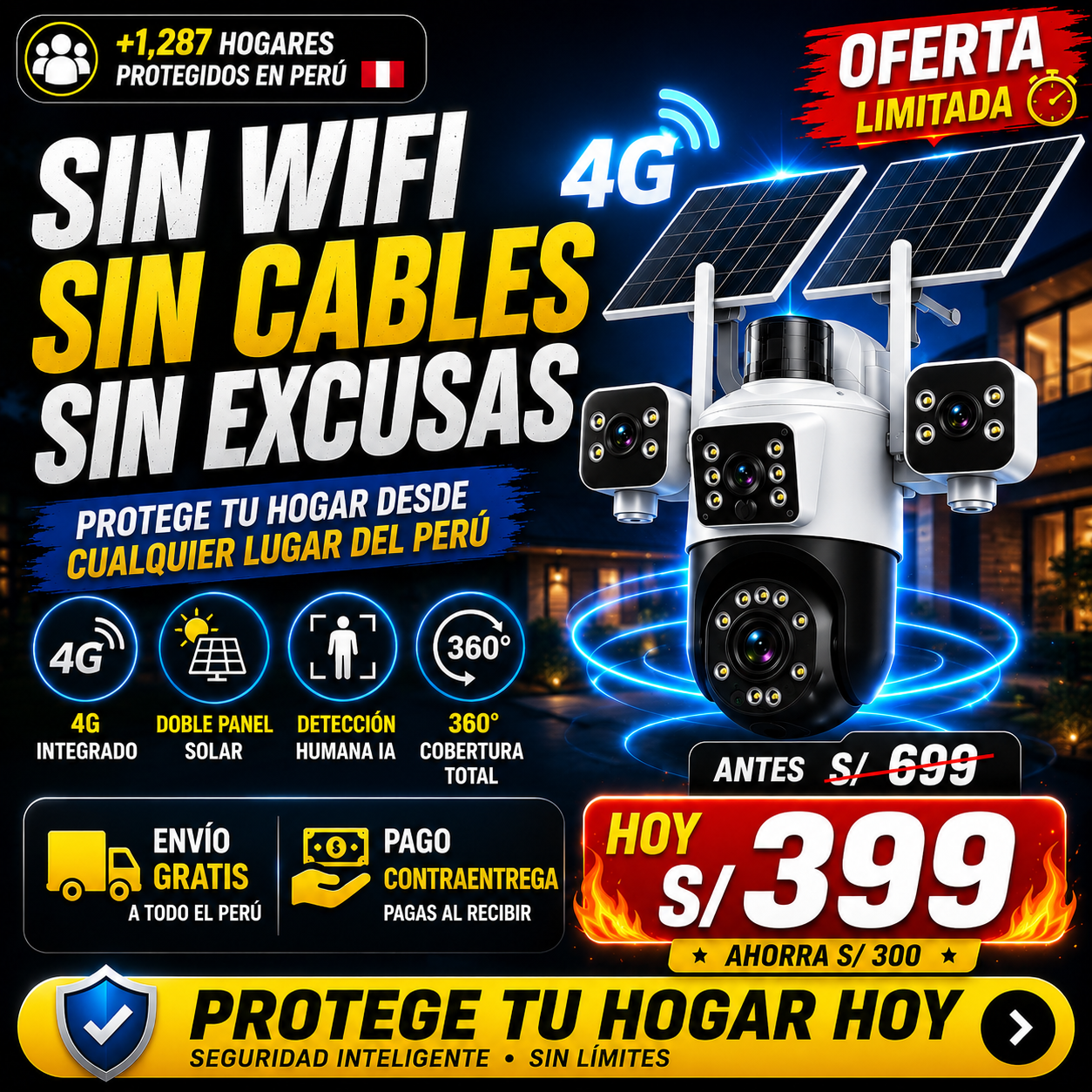 CÁMARA PROGUARD 4 LENTES 4G OJO DE DIOS