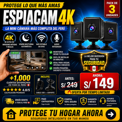 Nueva Cámara Mini Espía 4K
