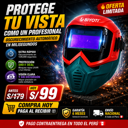 NUEVA MÁSCARA DE SOLDADURA PRO - Con oscurecimiento Automático