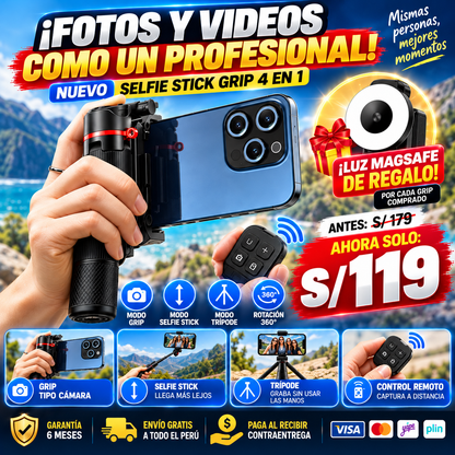 NUEVO SELFIE STICK GRIP 4 EN 1 + REGALO
