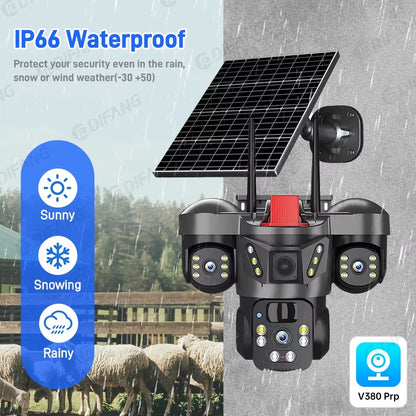 NUEVA CÁMARA TRIPLE LENTE DELUXE-Con panel solar e IA